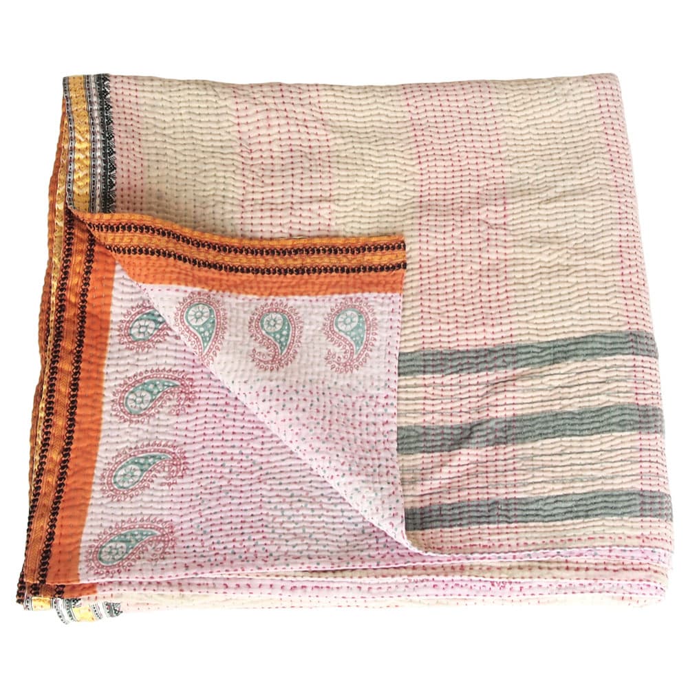 cotton sari kantha blanket big | palaka | tulsi crafts